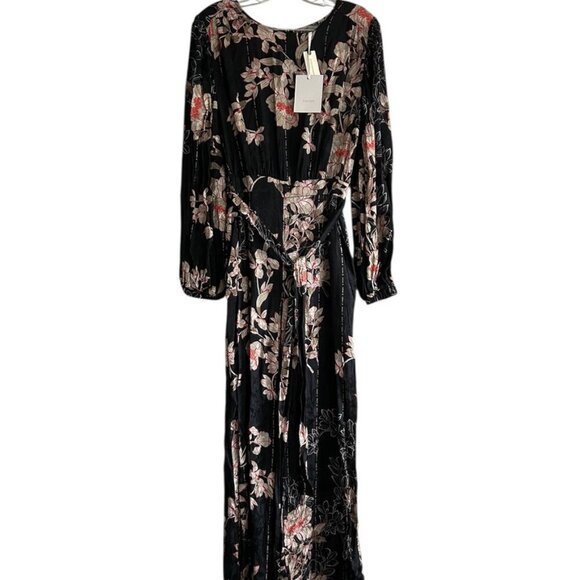 Anthropologie Harlyn Audria Black Multicolour Floral Jumpsuit Size L - Picture 2 of 7
